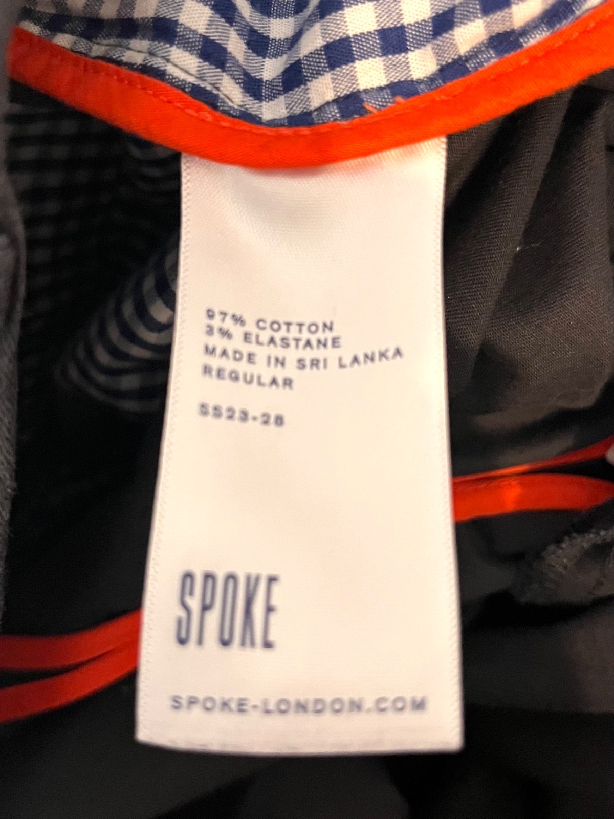 Spoke SHARPS Build B, WAIST 38 x L28″ Charcoal Grey 97% Cotton 3% Elastane
