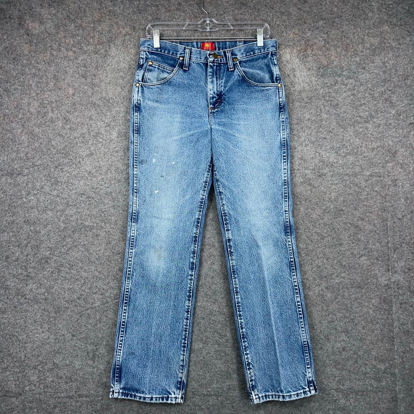 Wrangler 36MWZ Jeans Mens 30×30 Blue Cowboy Cut Slim Fit Medium Wash Denim