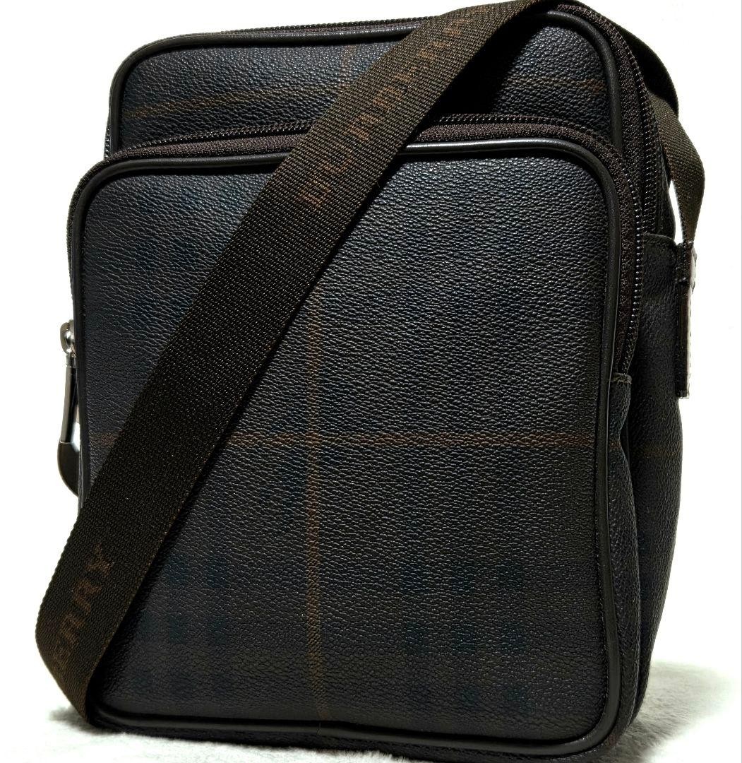 Burberry London Smoke Check Square Shoulder Bag PVC Brown Japan 0610730