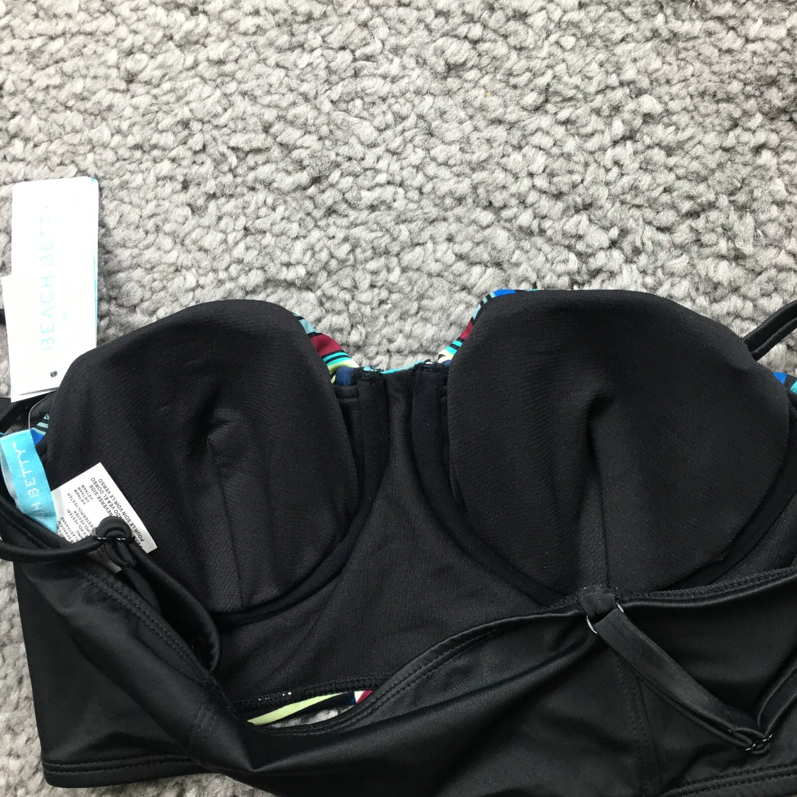 Beach Betty by Miracle Brands Womens Bikini Top Sz S Blue Colorful Padded NWT