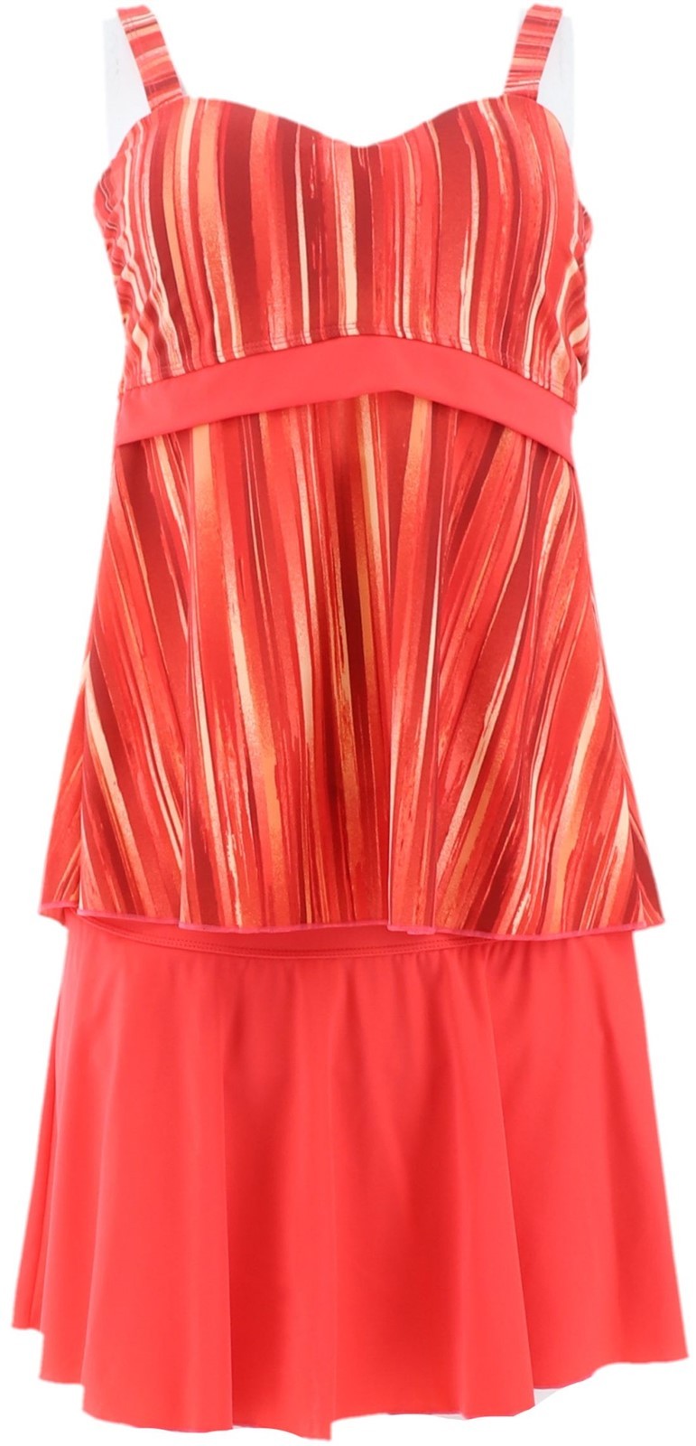 Denim & Co Beach Sweetheart Tankini Skirt Vivid Coral Stp 8 NWOT (969)