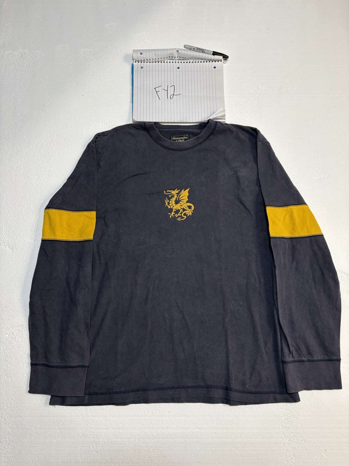 Abercrombie & Fitch Logo Men’s XL Navy Yellow Long Sleeve T-Shirt