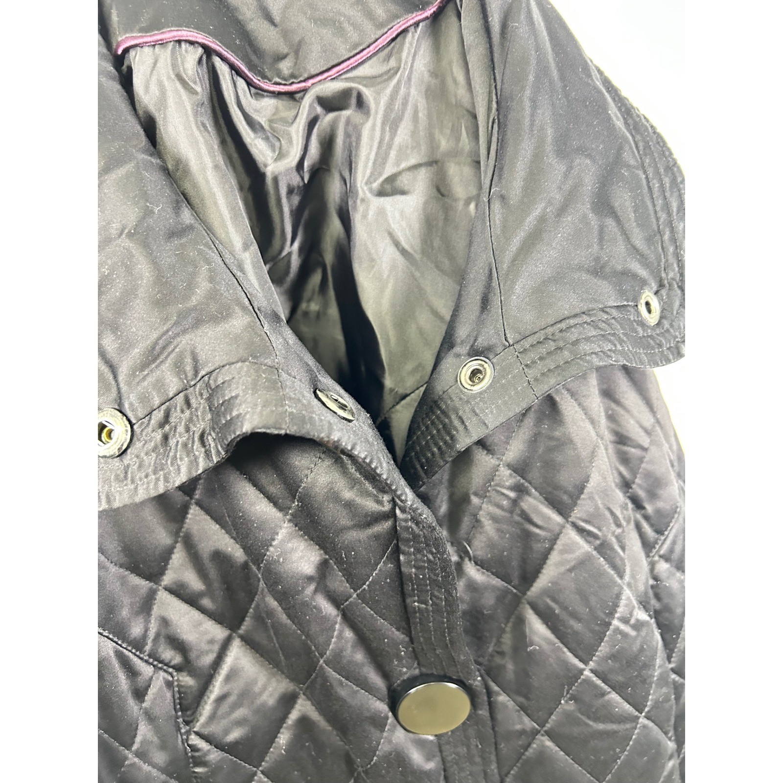 Classic Jones New York Quilted Snap Button Jacket Black Size Large