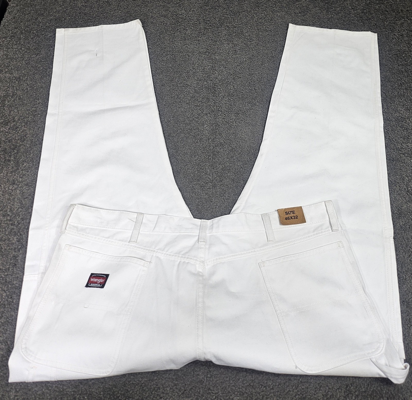 Men’s Workwear Pants 44×32 Wrangler White Carpenter Hammer Loop READ DESCRIPTION