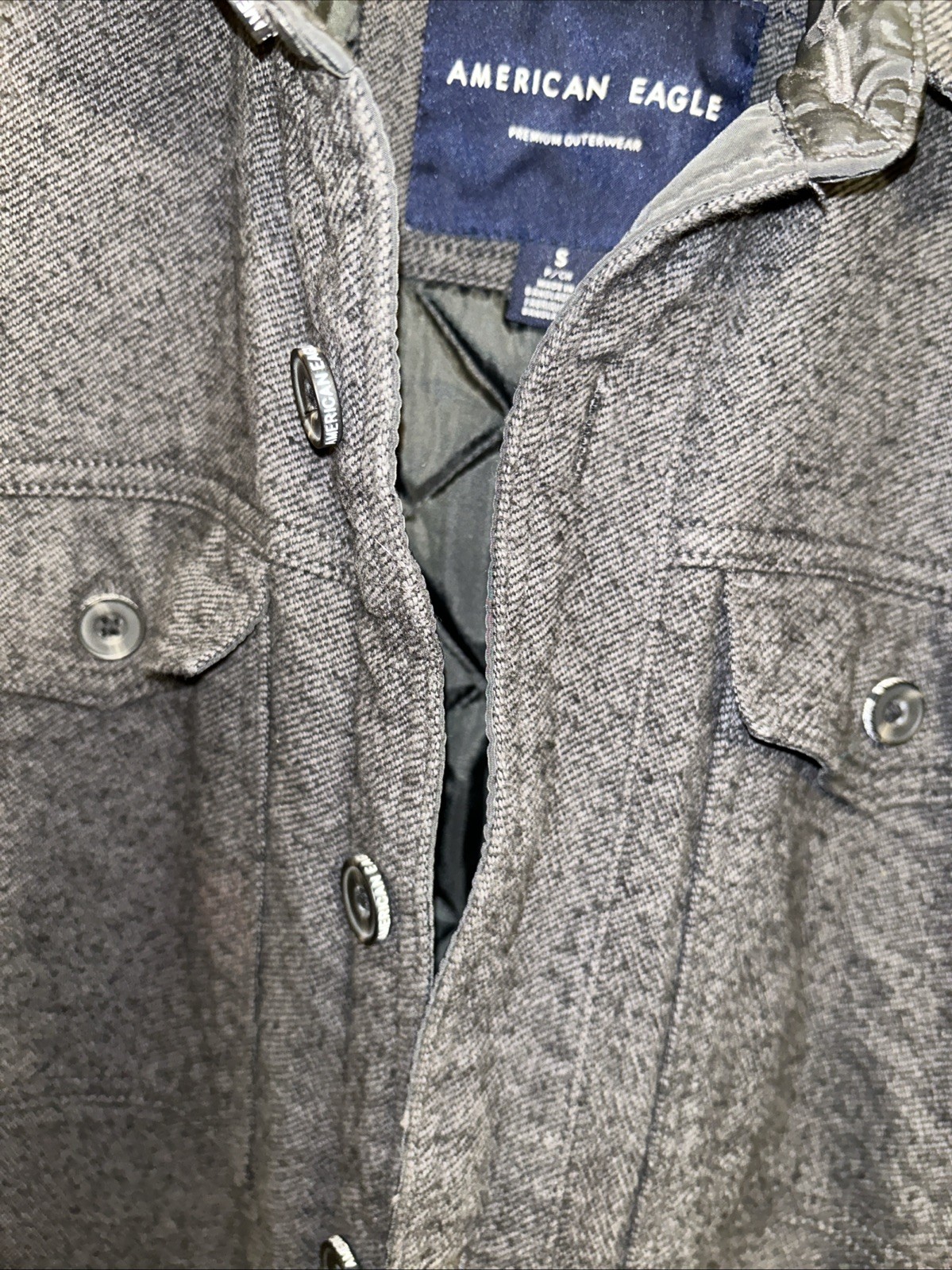 Men’s American Eagle 100%cotton Gray Coat Size Small Pre-owned Excellent