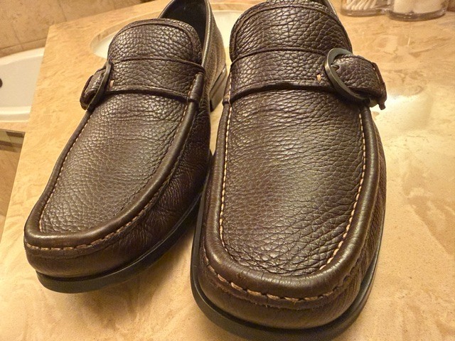Salvatore Ferragamo Gancini Loafers Brown Leather Buckle Slip On Dress Shoes 10D
