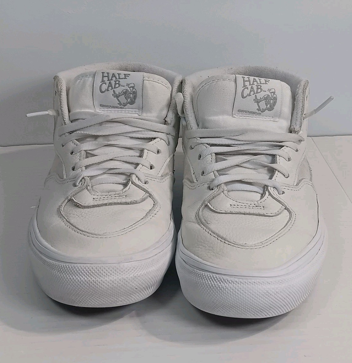 Vans “Daz Skate Half Cab” Leather Sneakers 8.5 White/White Skate Shoes