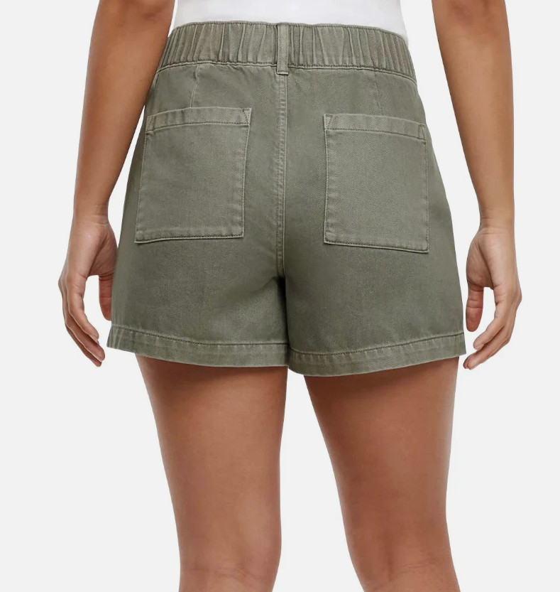 Gap Women’s Patch Pockets Elastic Waist Twill Shorts, Green, Size L