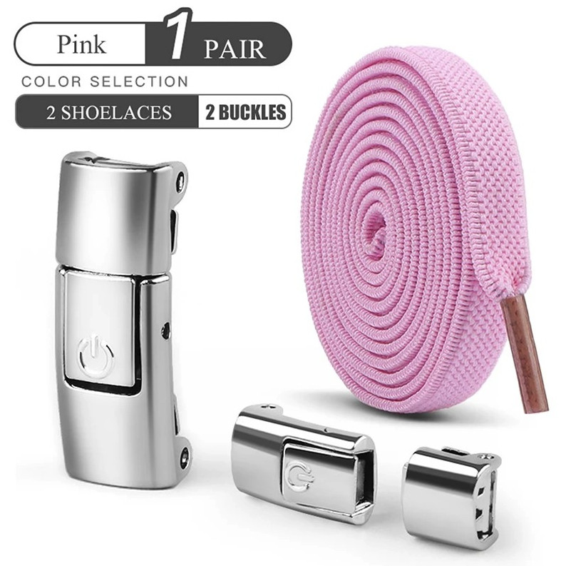1 Pair No Tie Elastic Shoe Laces: 8mm Press Lock Flat Sneaker Shoelace – NEW