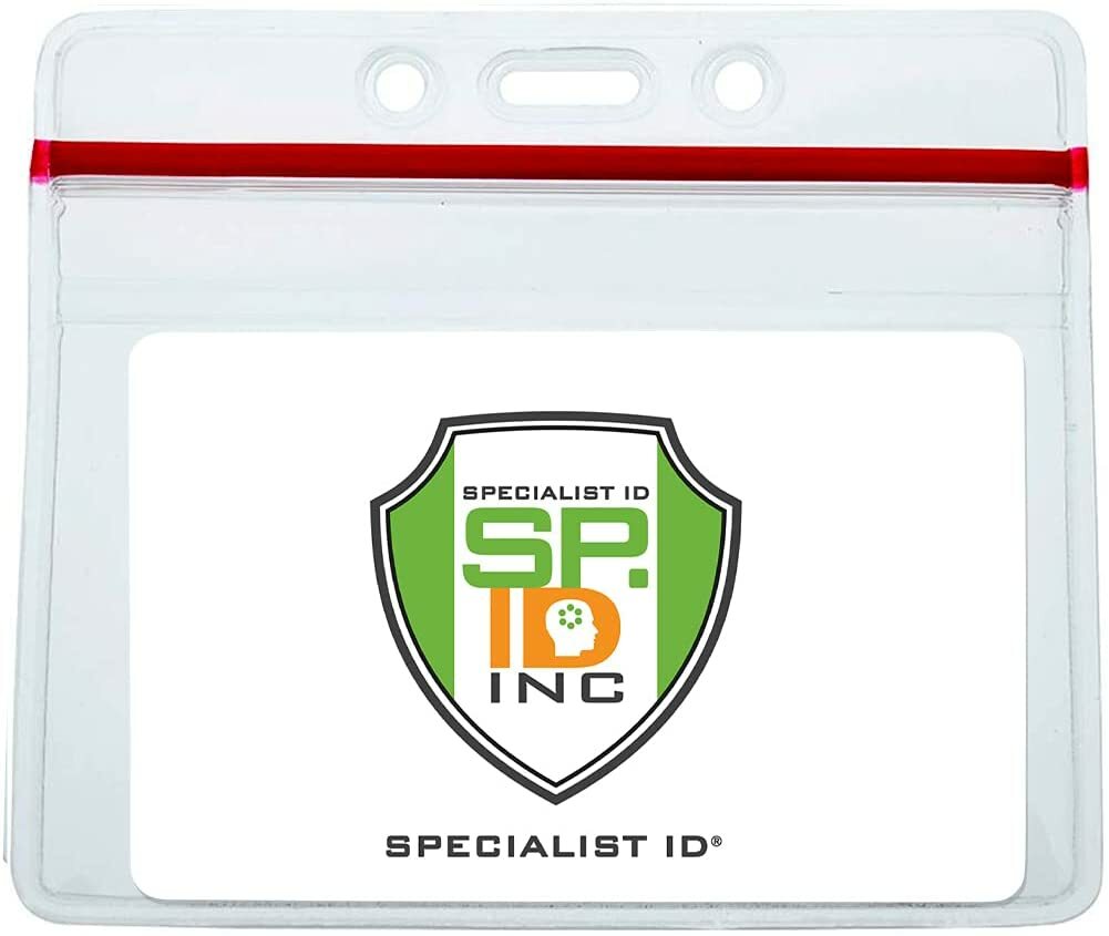 5 Pack – Horizontal Heavy Duty Zip Seal lock Top Badge Holders by Specialist ID