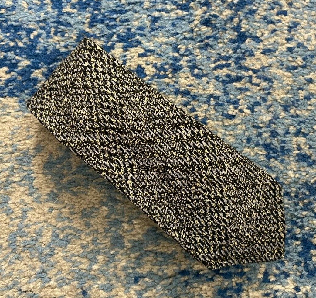 Issey Miyake Vintage Black Blue Beige Tweed Necktie