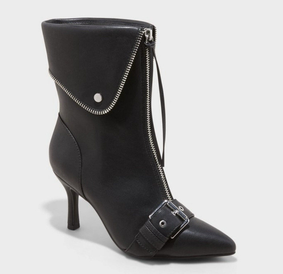 Elevate your style with Women’s Mickey Point Toe Moto Ankle Boots from A New Day