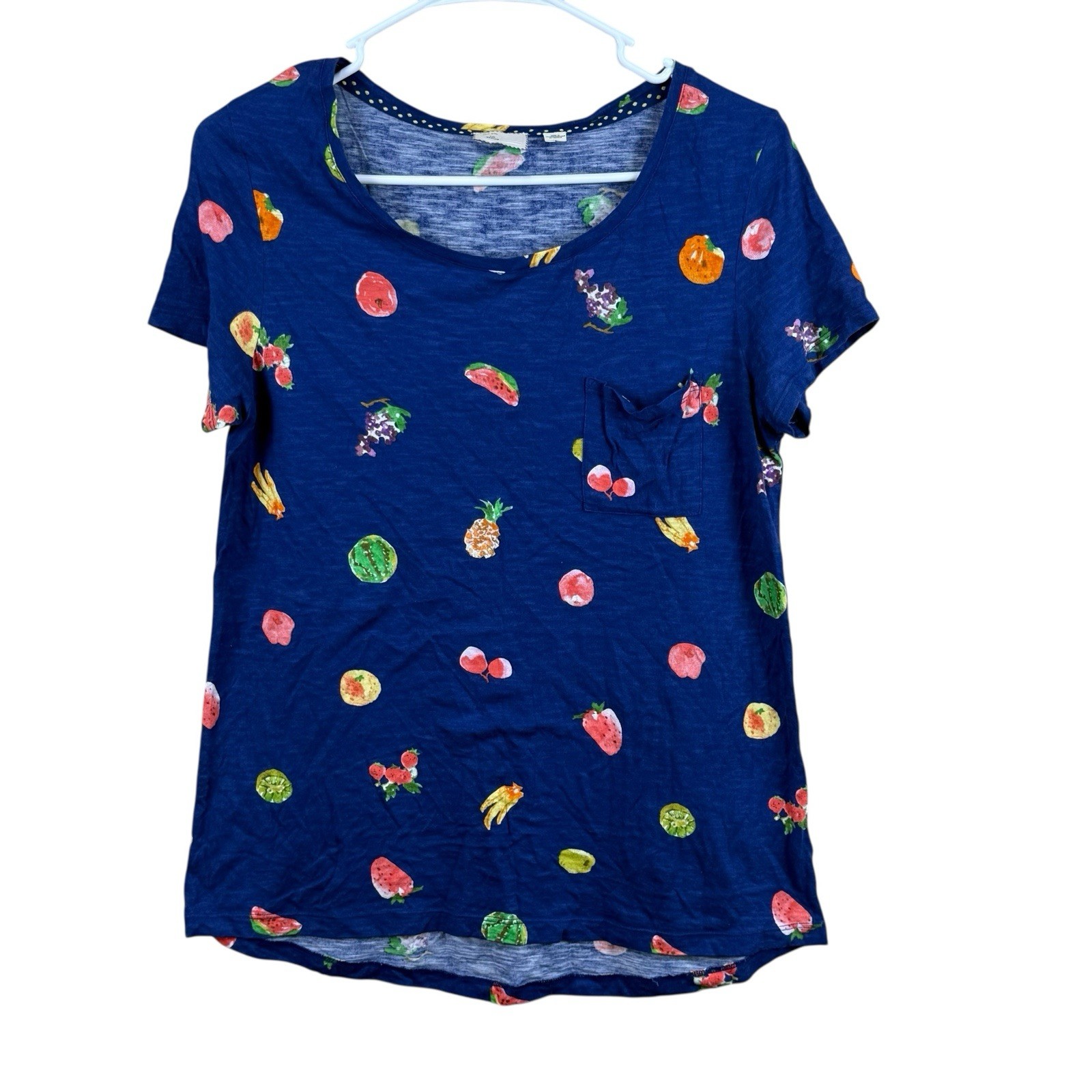 Postmark Anthropologie Blue Fruit Pocket Tee Tshirt Top Size Medium
