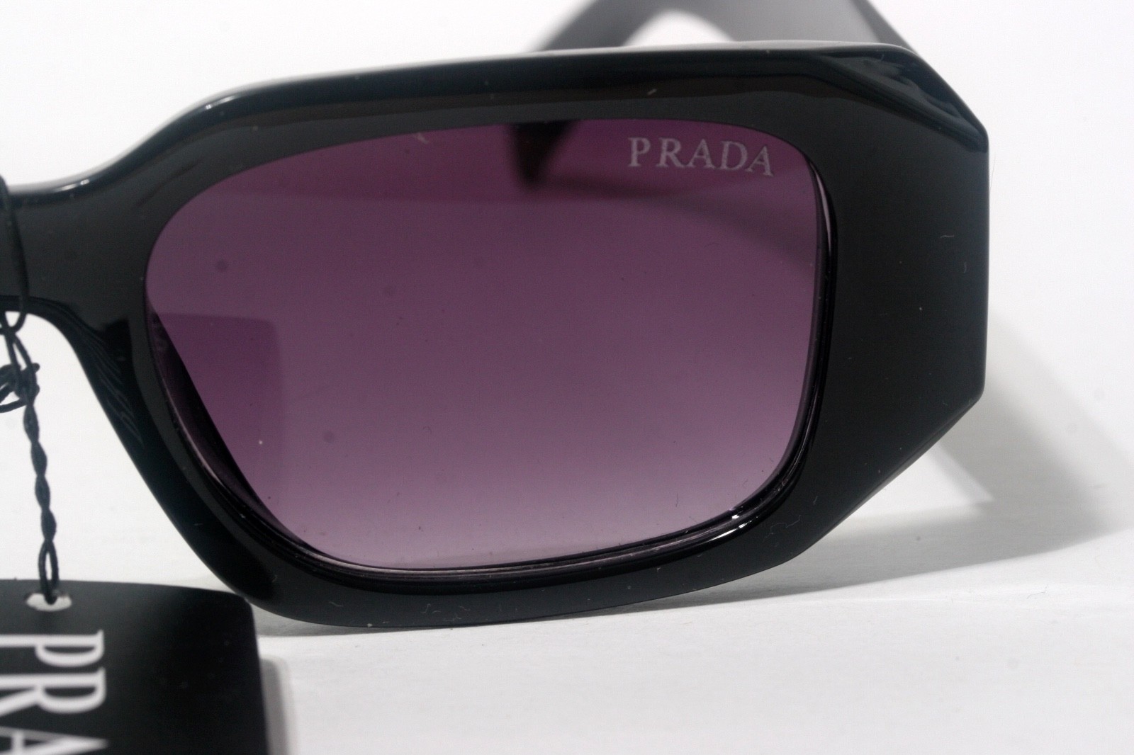 Prada Sunglasses Shiny Black/ Purple fade lenses, Big 150 mm Frame Width, Italy