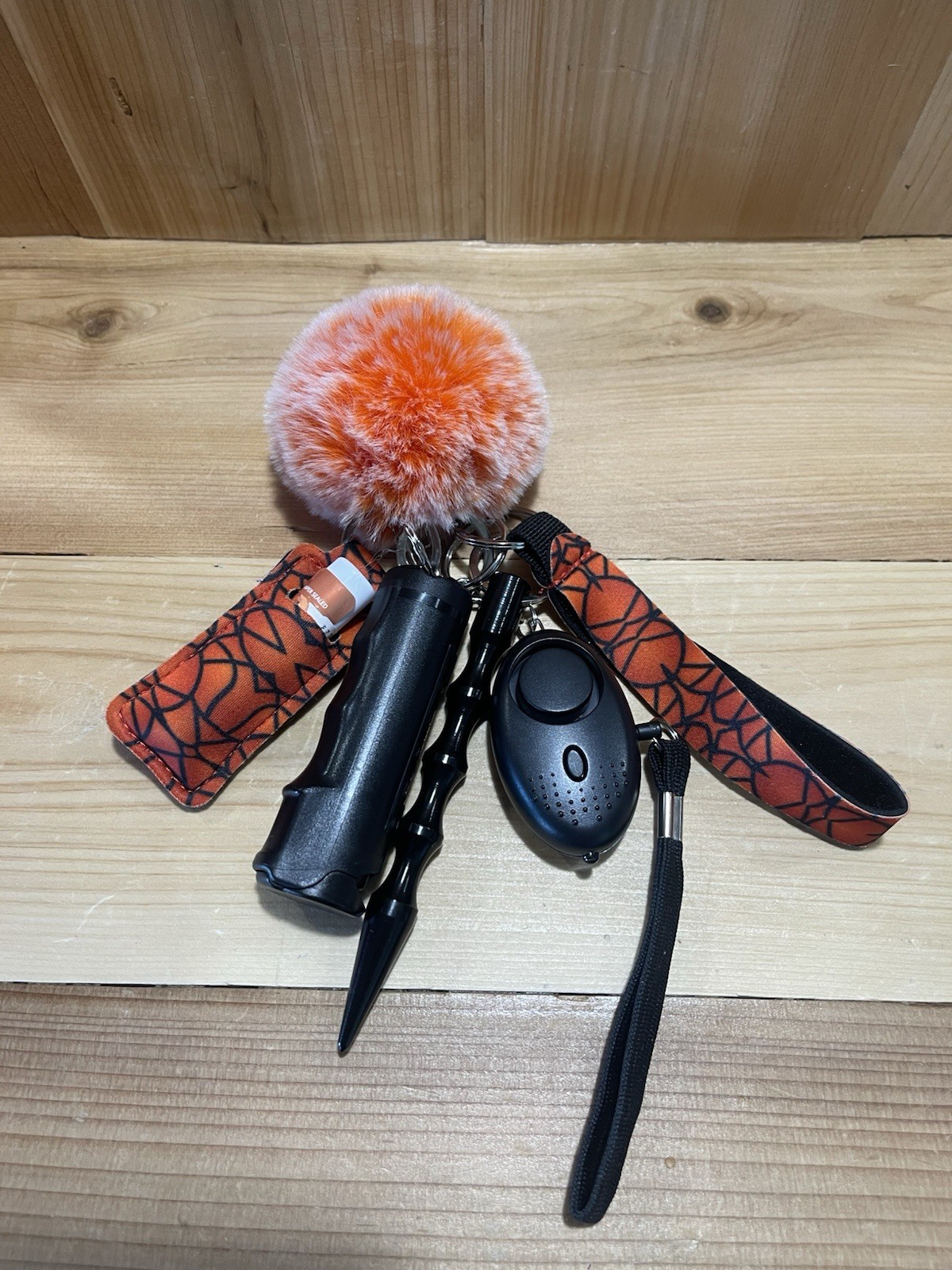Personal Protection 7 Piece Keychain Orange Webbing