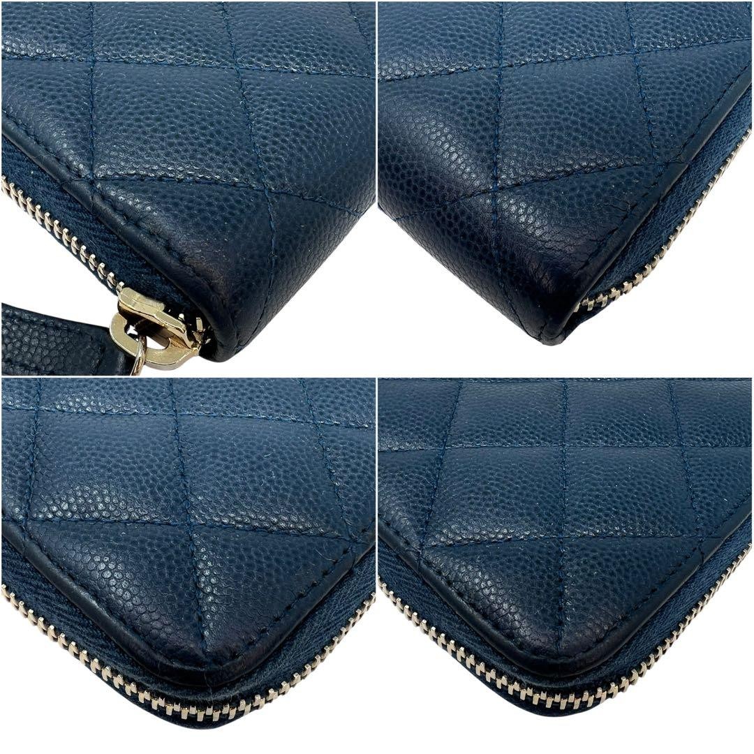 CHANEL Chanel Caviar Skin Matelass Round Zip Long Wallet