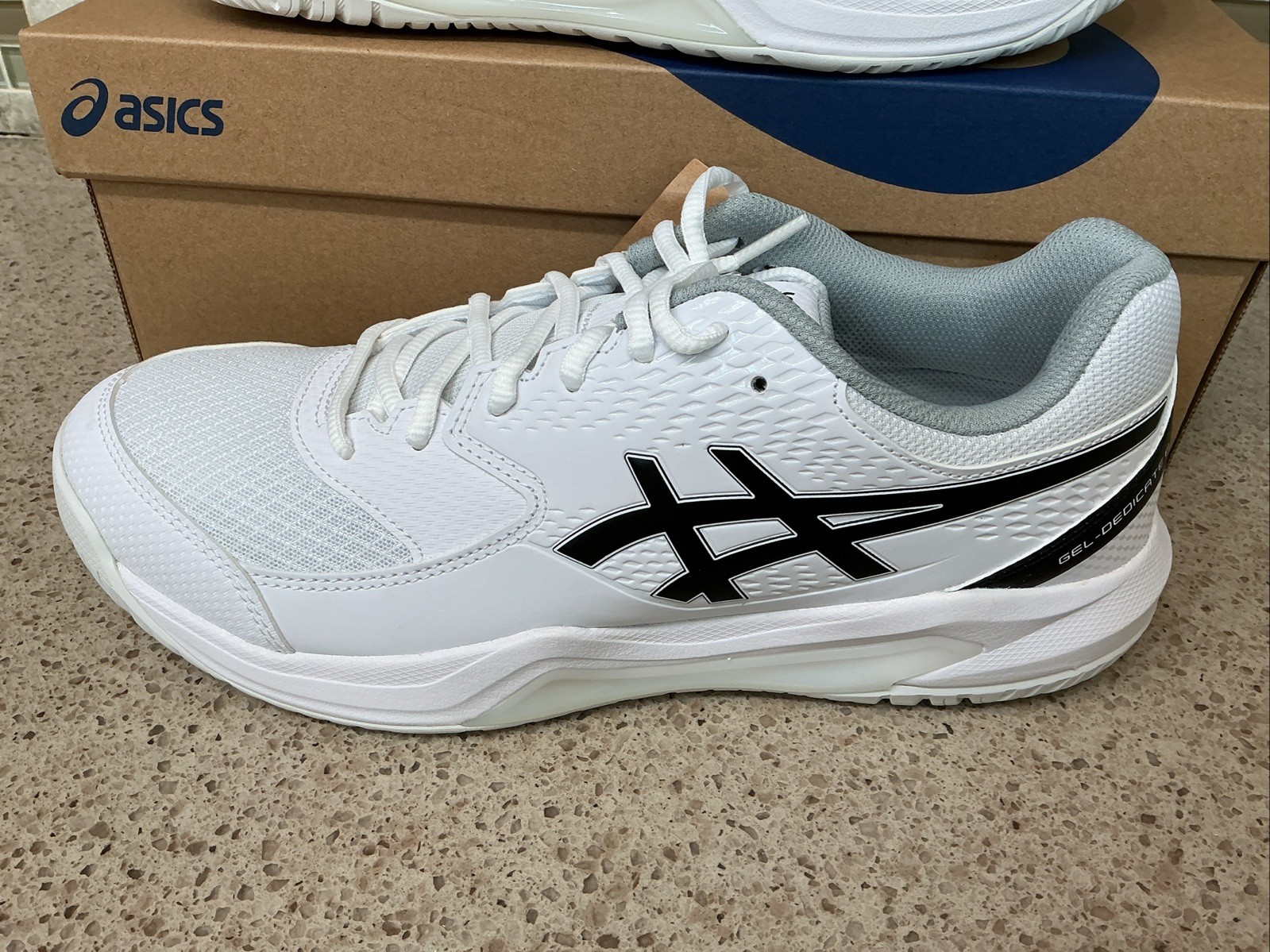 Mens Asics Gel-Dedicate 8 Sneakers Size 10 White/Black 1041A408-101 Shoes New