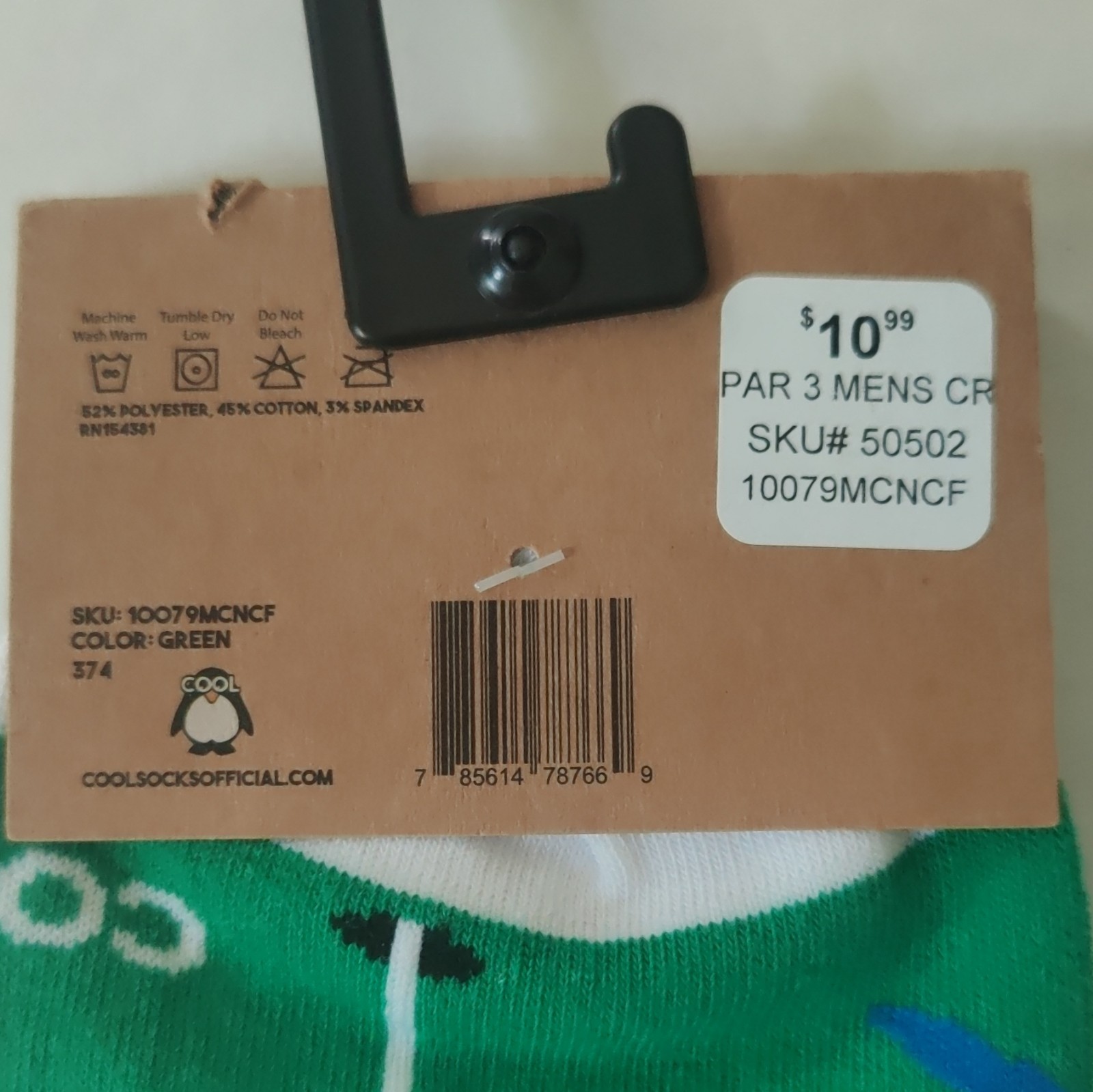 Cool Socks Men’s Golf Pattern Crew Socks, Green, Size 9-11