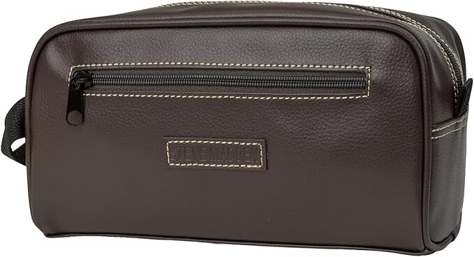 Steve Madden Travel Toiletry Bag Vegan Leather Brown Color