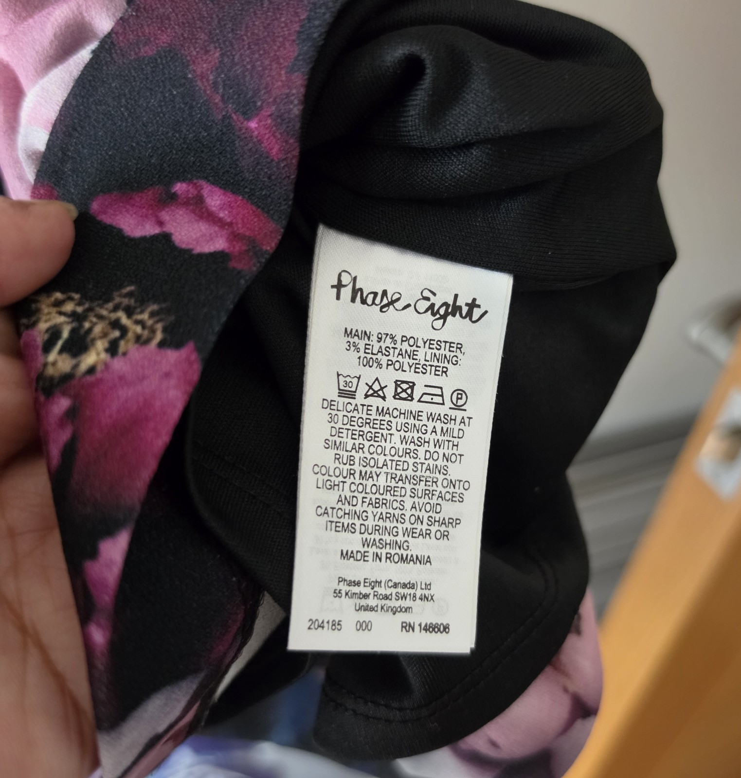 Phase Eight Kaylor Floral UK 12 Black Pink Crepe Pencil Wedding Guest Occasion