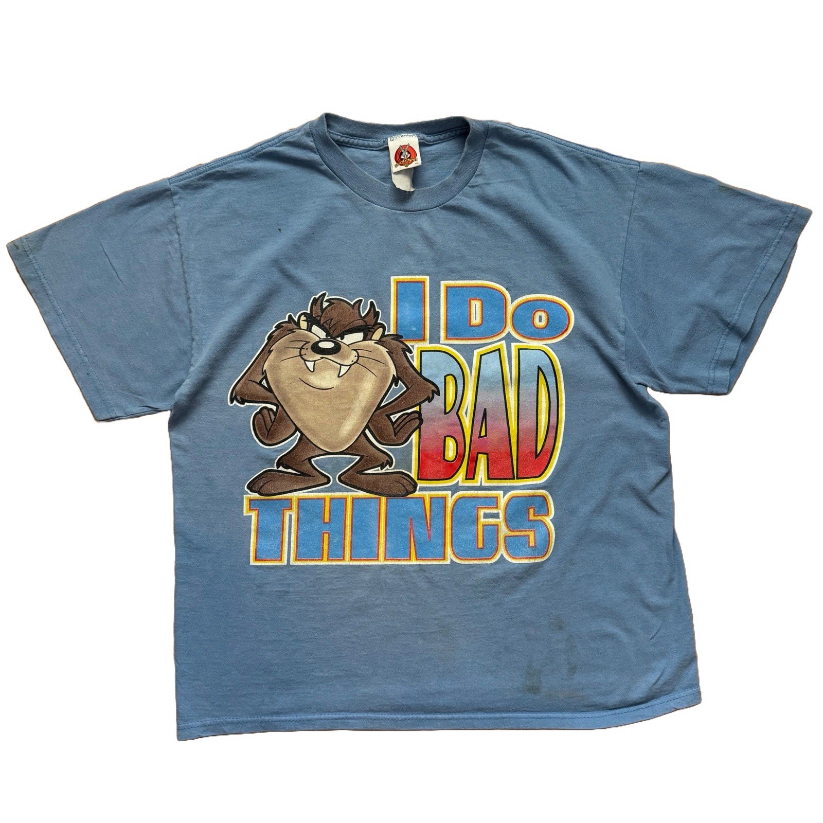 Vintage 90s TAZ Size L Graphic T-Shirt Looney Tunes Grunge Hip-Hop Retro Blue