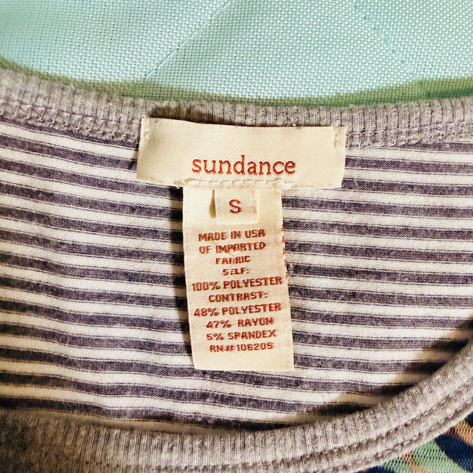 Sundance Shirt Top Sz S Double Layer Short Sleeve Floral Print Green Boho