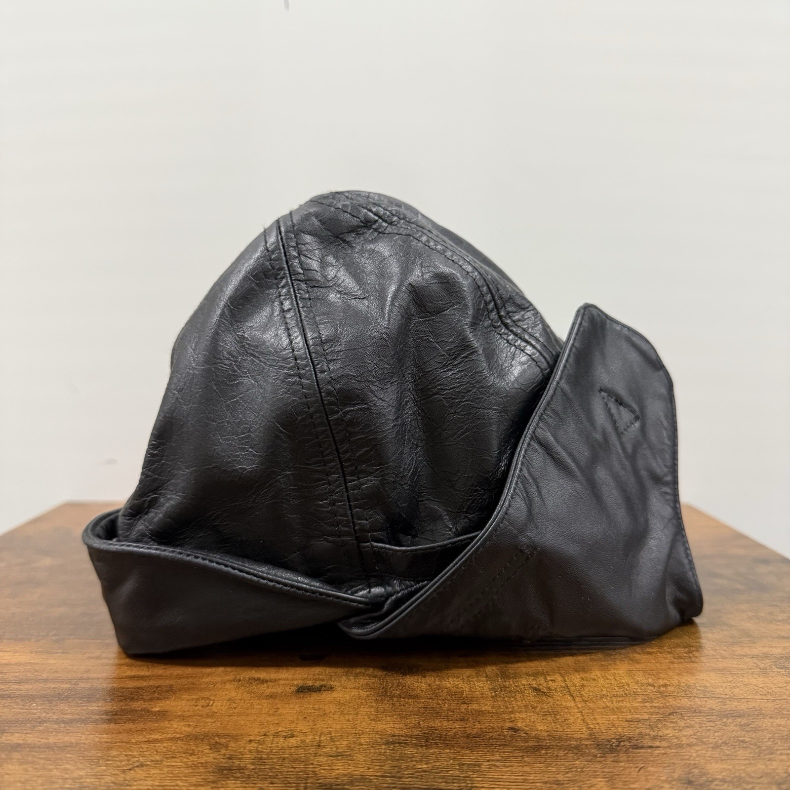 Mil-Tec Black Leather Flight Hood Aviation Pilot Helmet WW1 Repro Cap Hat Large