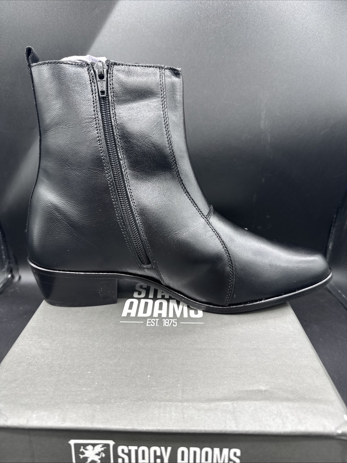 PICK SIZE – Stacy Adams 24855 Men’s Santos Black Side Zip Soft Leather Boot