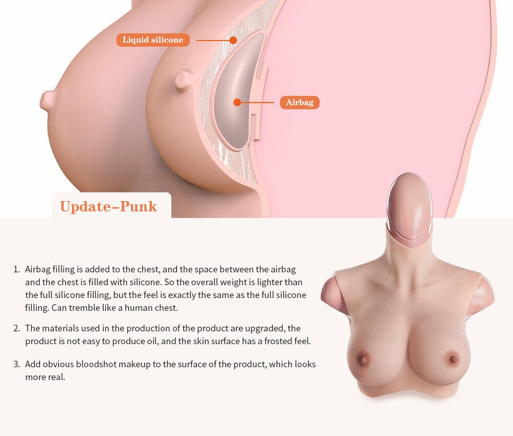 Minaky 8G L Size Silicone Breastplate Breast Forms Fake Boobs With Bloodshot Cos