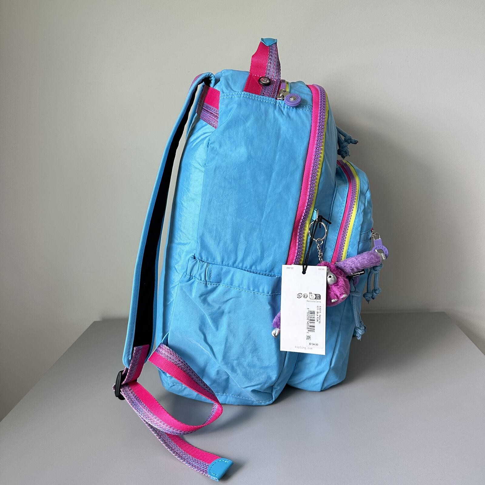 Kipling Seoul Up 17″ Laptop Extra Large Backpack in Blue Fun NWT