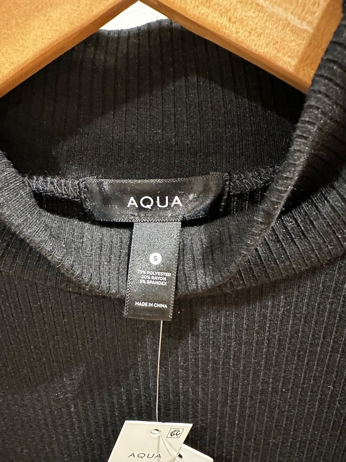 Aqua Black Dress. Stylish ribbed. Brand new.