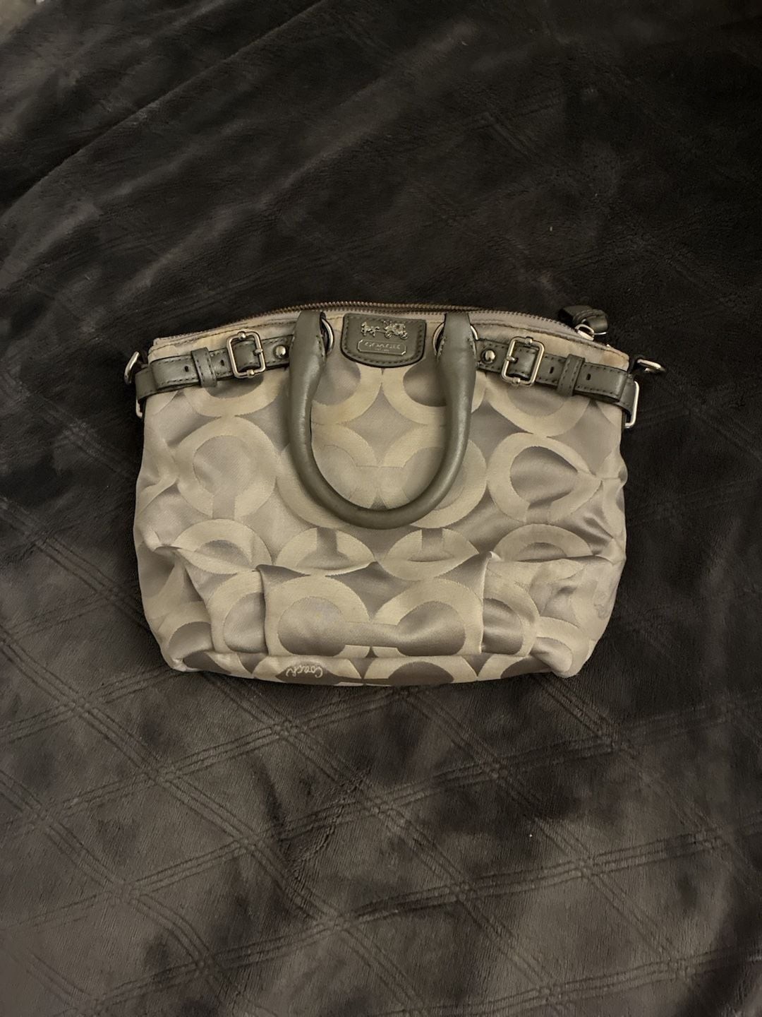 Coach Madison Sophia Op Art Gray Sateen Satchel 18651