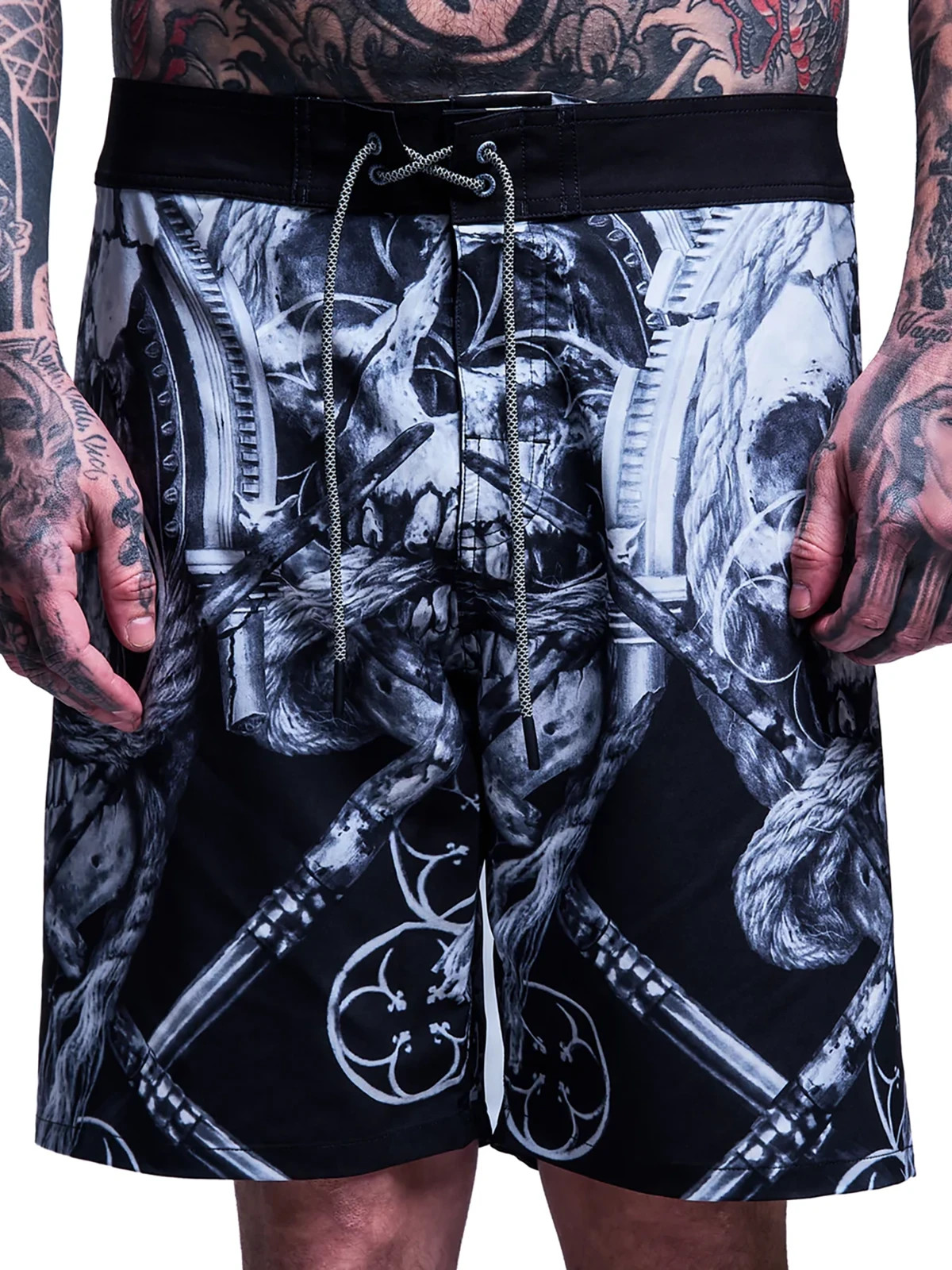 Sullen Men’s Oculus Boardshorts Tattoo Art Skulls Swim Trunks Skull Logo