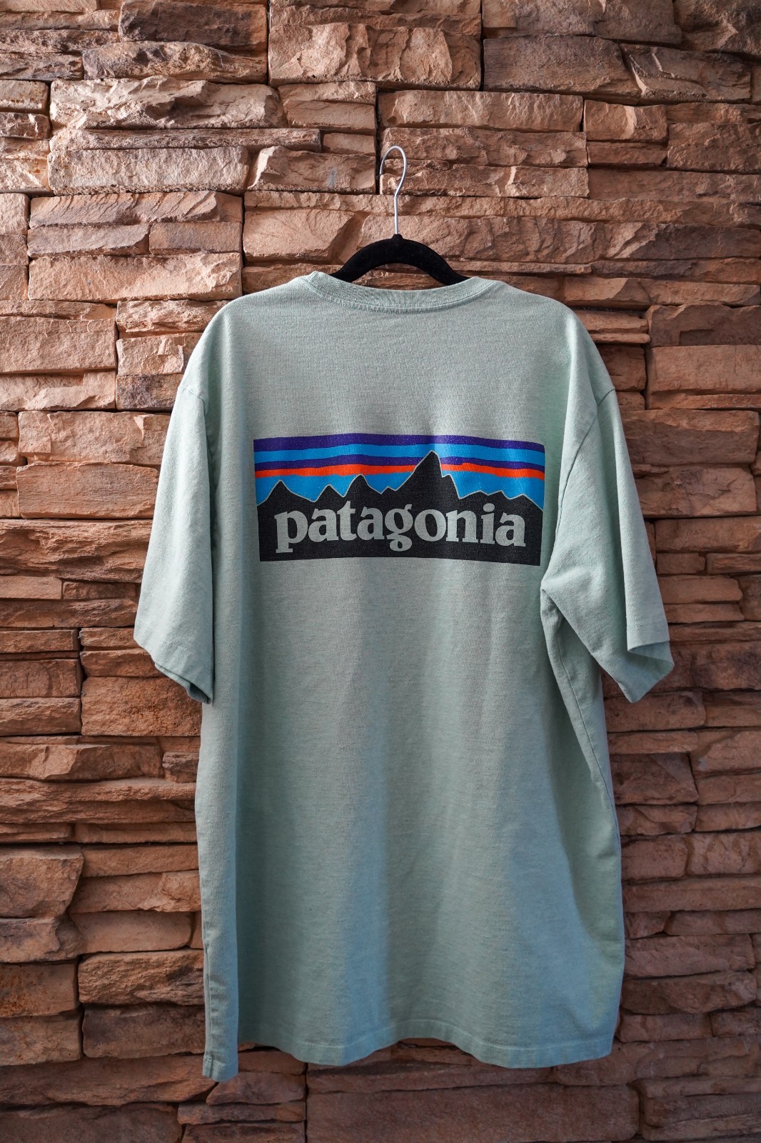 Patagonia Responsibili-Tee Men’s M Sage Green Cotton Crew Neck Logo Graphic Tee