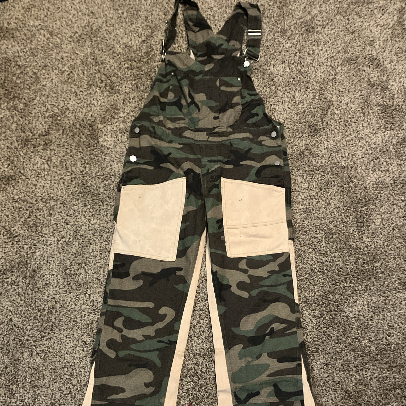 mnml Camo Cotton Bib Overalls Coveralls Jumpsuit Green Black Beige