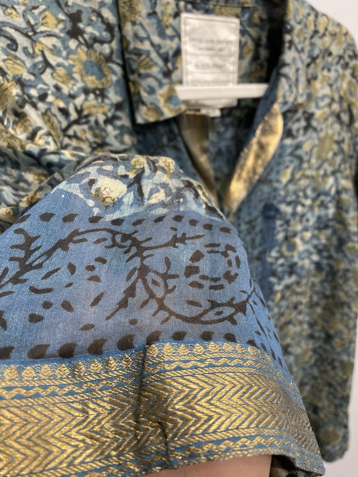 Dries Van Noten High Summer 2022 Block Print Shirt Size 52 Cotton Silk India