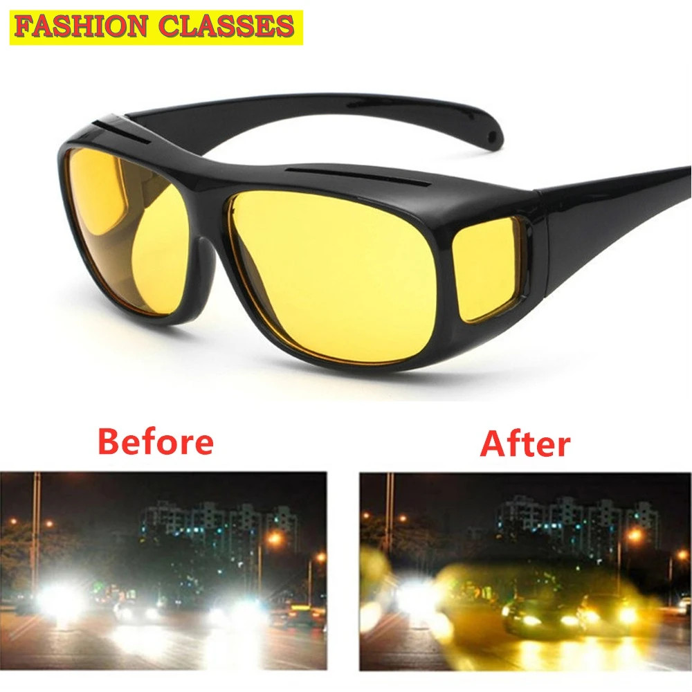 Night Driving Glasses HD Anti Glare Vision Polarized Yellow Lens Tinted Unisexs