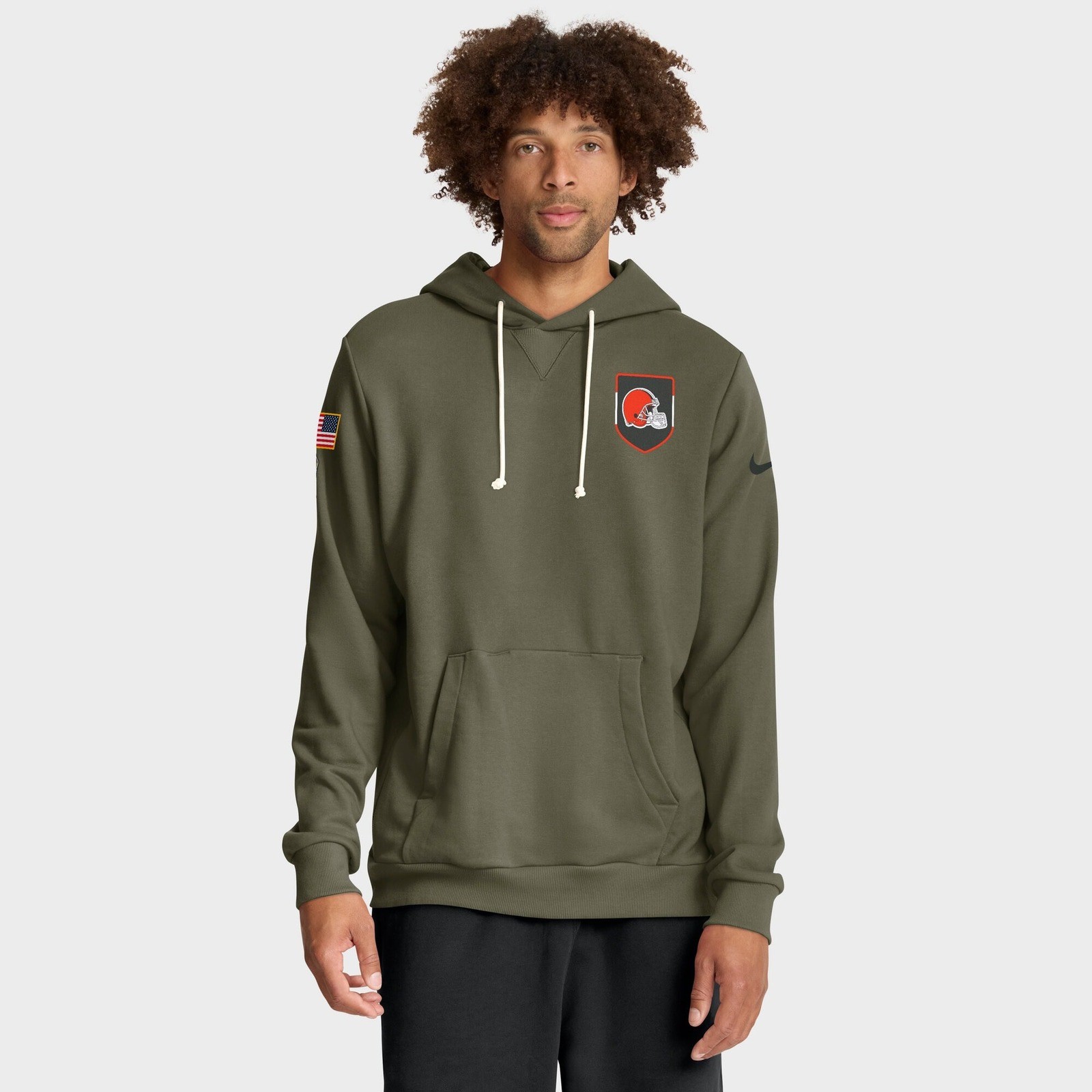 Nike Cleveland Browns Salute To Service Olive Dri-FIT Hoodie Medium NWT $115 ORG