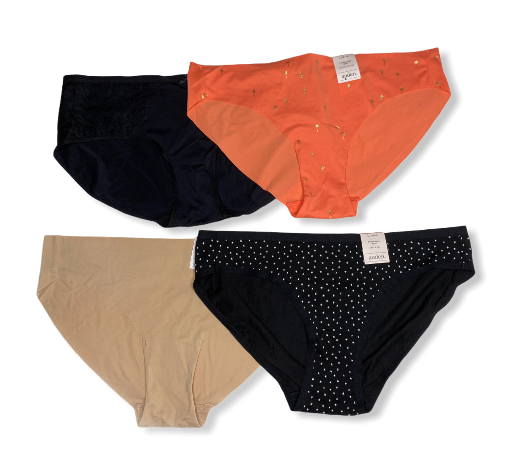 Women’s 4pk Assorted Styles & Colors Underwear – Auden – Size L (12-14) – S717