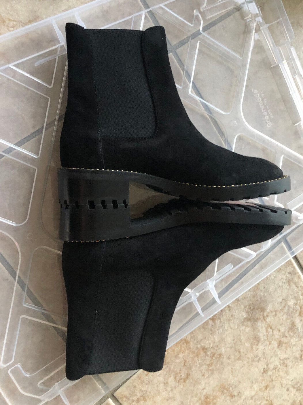 New Stuart Weitzman Kolbie Chelsea Boots Size 6 M, BLACK SUEDE – $695