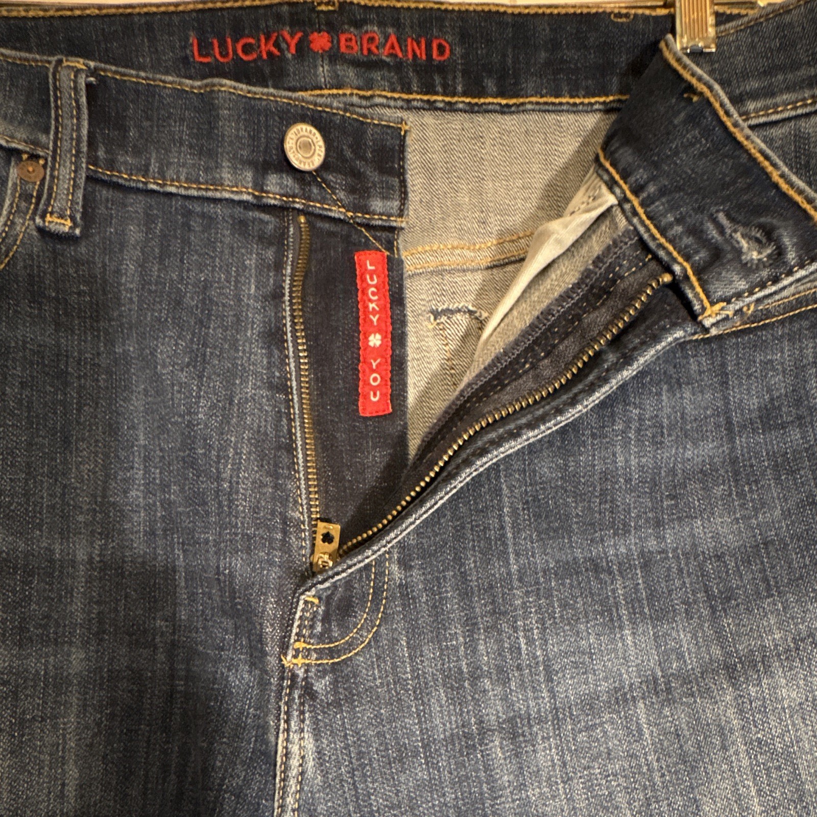 Cotton Denim Jeans, Lucky Brand, Dark Wash, W40 L32