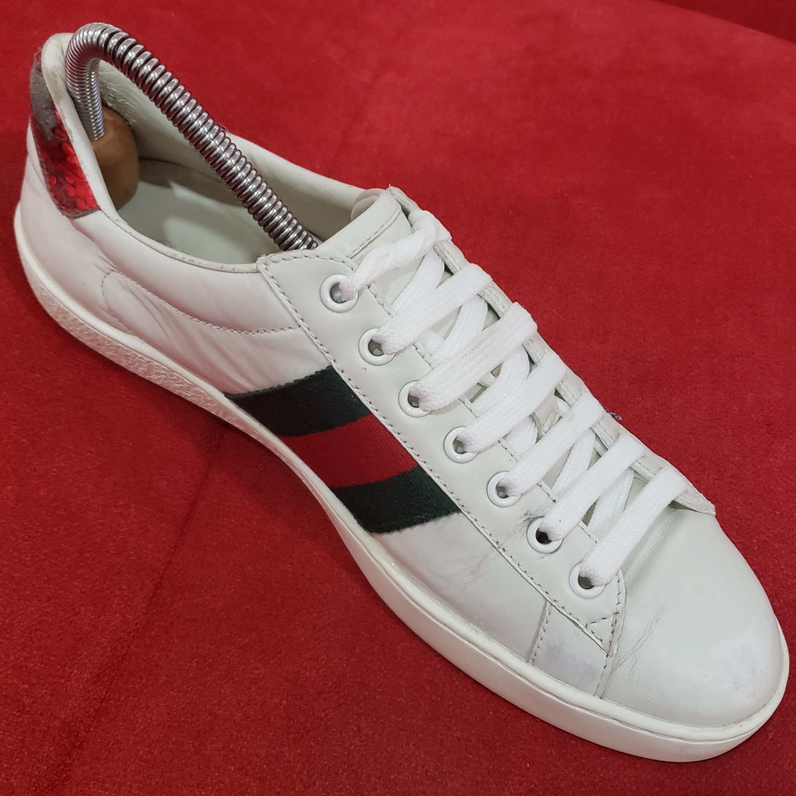 GUCCI Ace Web low sneaker snake embroidered white leather 8.5 US 41.5 EUR 456230