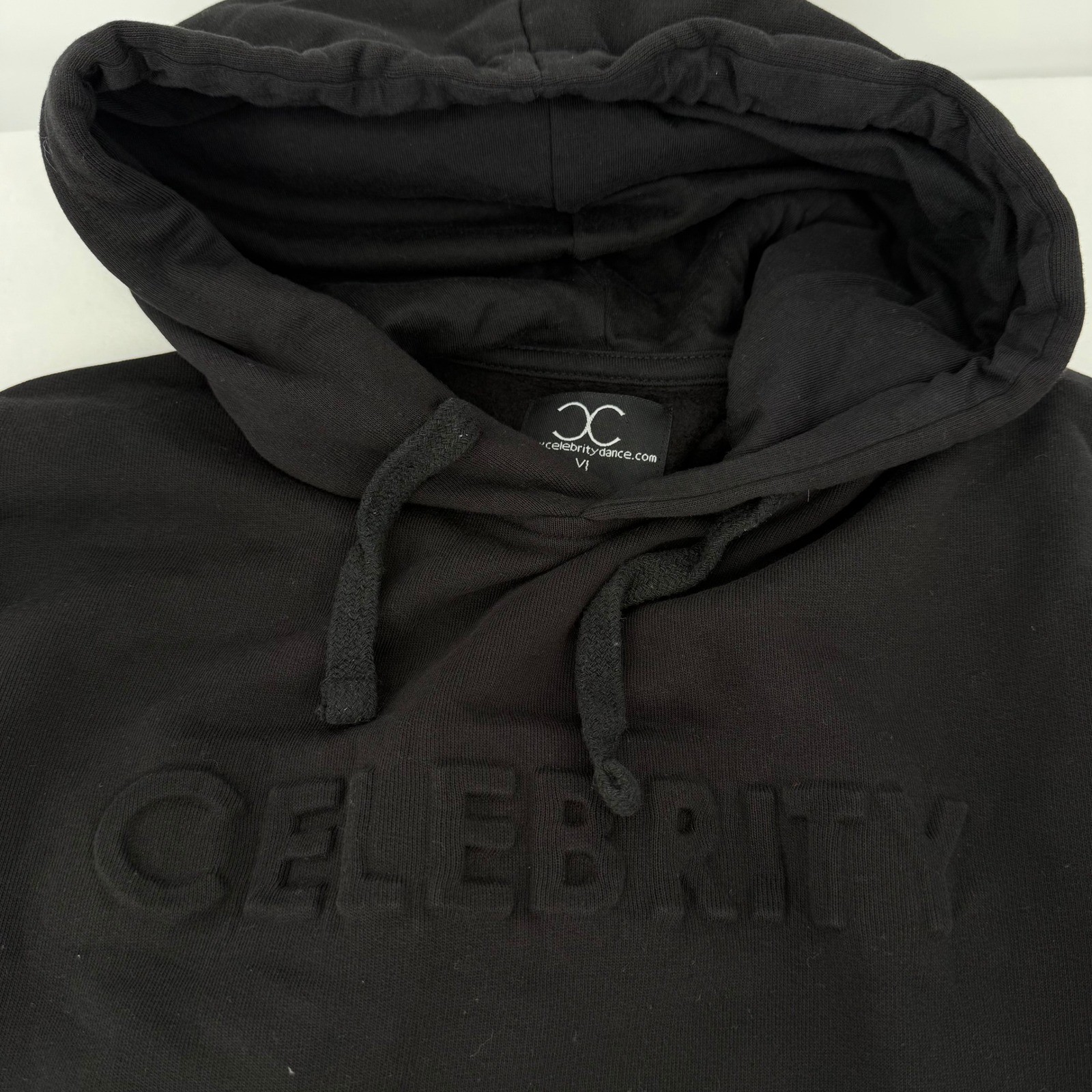 Celebrity Dance Hoodie Kids Youth Large Black Embossed Logo Pullover Sweatshirt