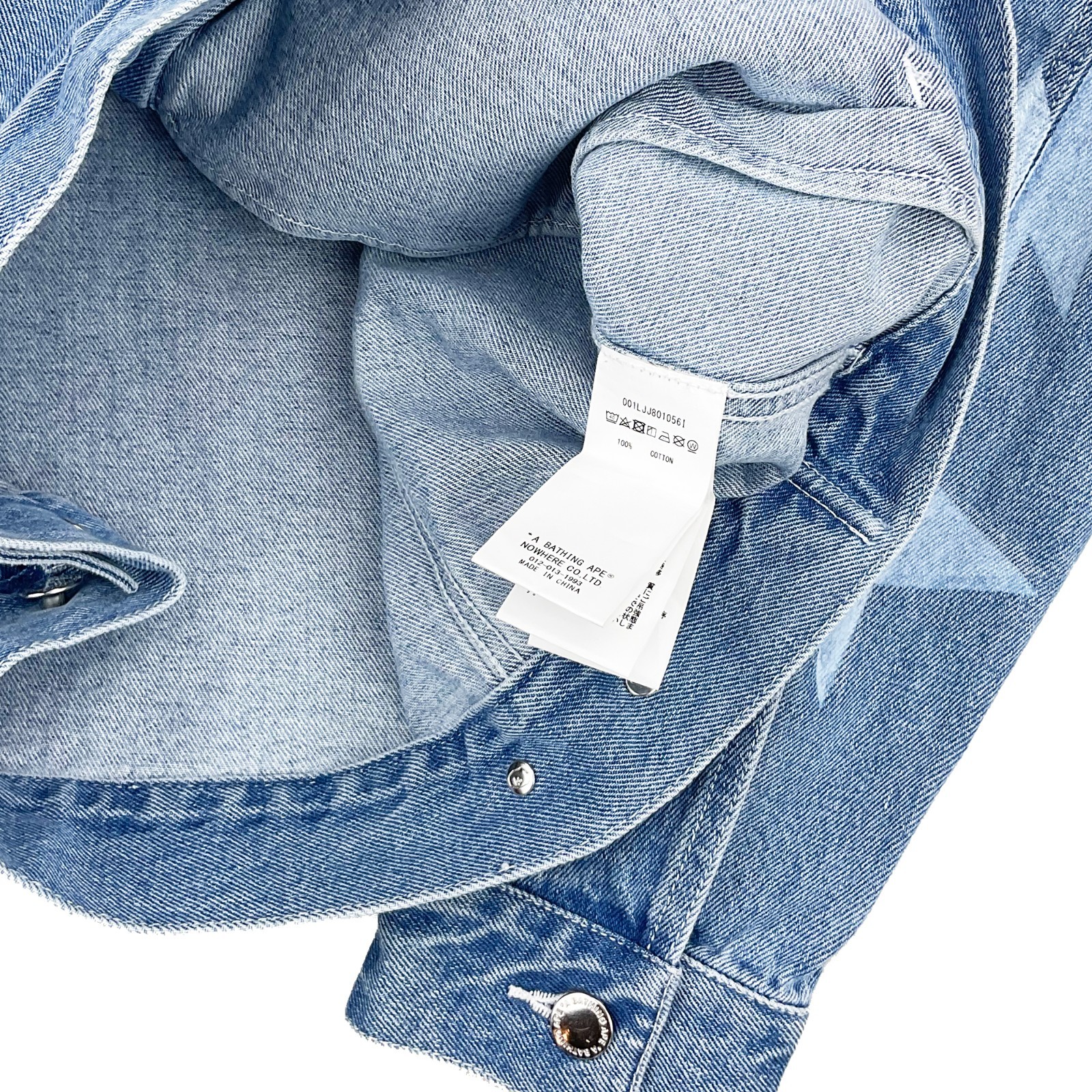 BAPE Metal Logo Pin Denim Jacket Light Indigo | A Bathing Ape