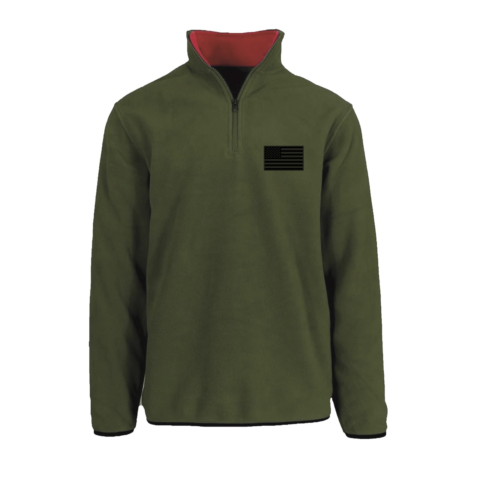 Men’s USA 1/4 Zip Thermal Fleece Pullover Long Sleeve Embroidered Sweatshirt