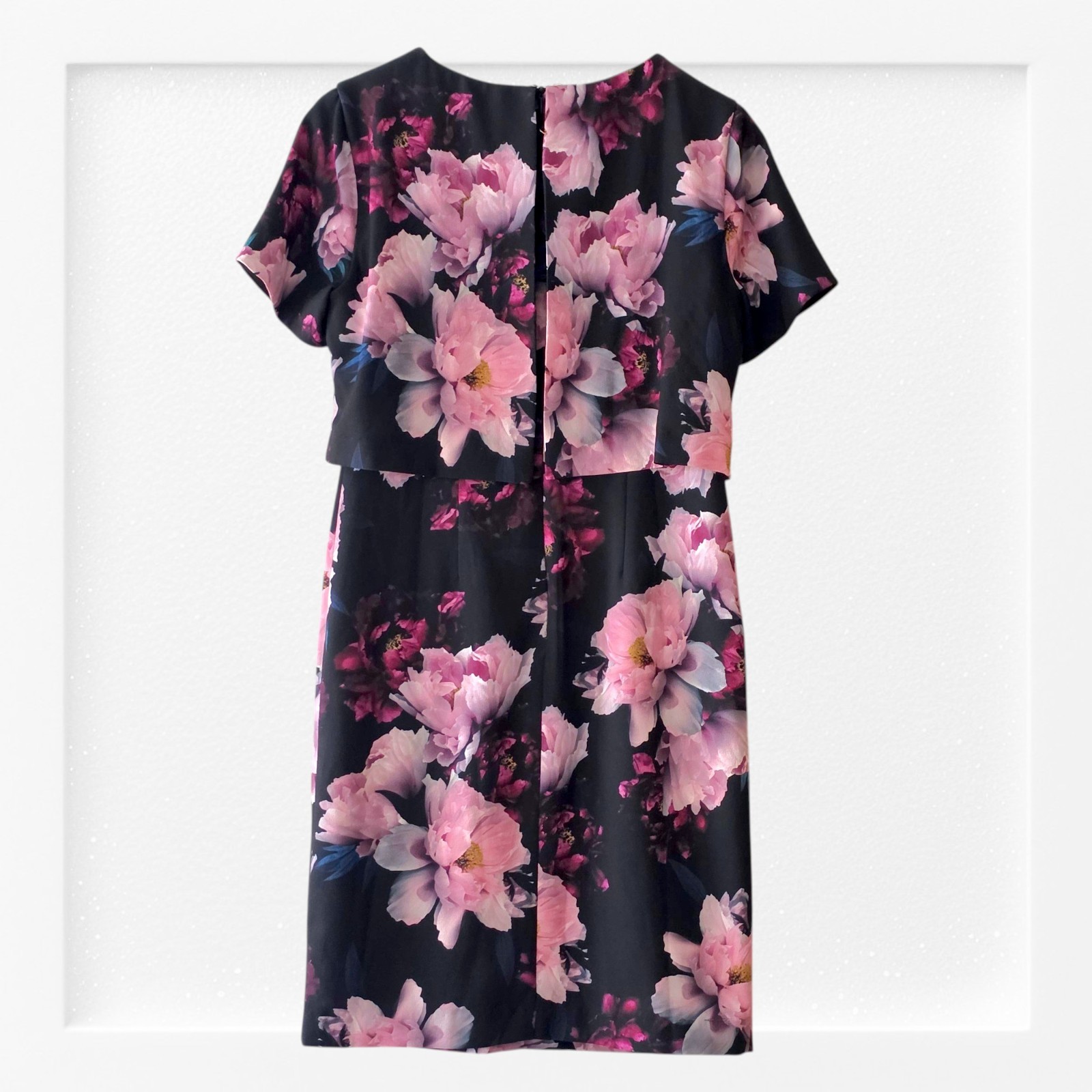 Phase Eight Kaylor Floral UK 12 Black Pink Crepe Pencil Wedding Guest Occasion