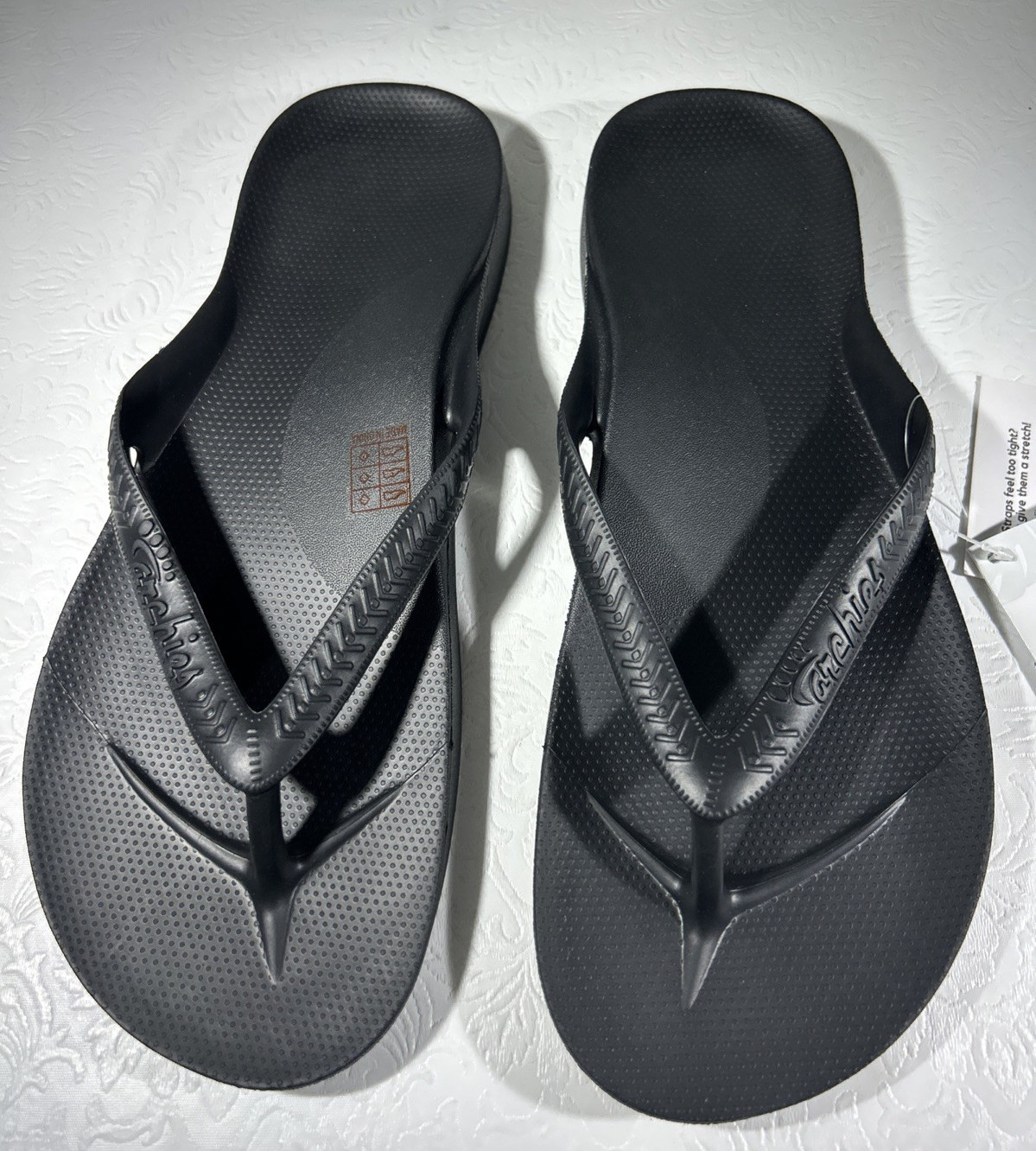 Archies Arch Support Thong Flip Flops Black NWT Unisex M11 / W12