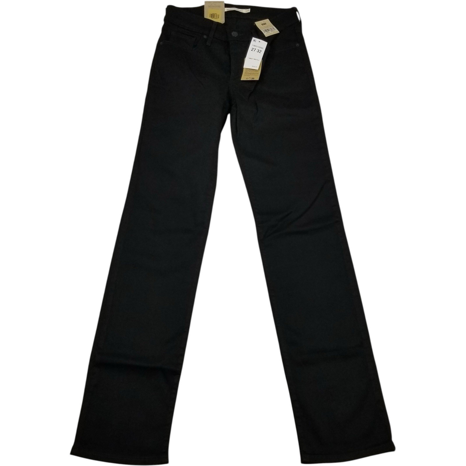 Levis 314 Shaping Straight Black Wash Jeans Womens 27 x 32 New
