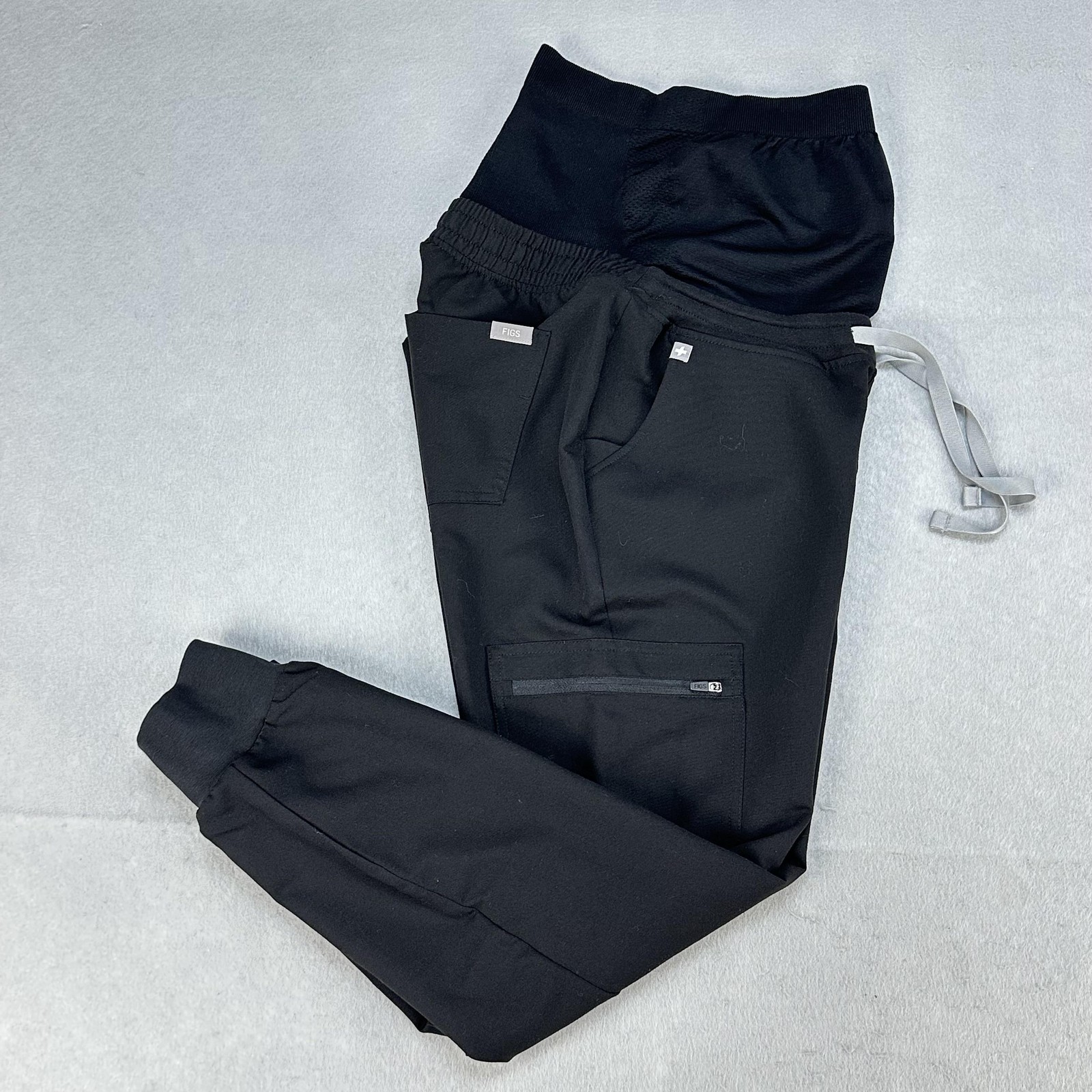 FIGS Maternity Jogger Pants Womens XS Black Cargo Scrub W22SW2006P Pockets