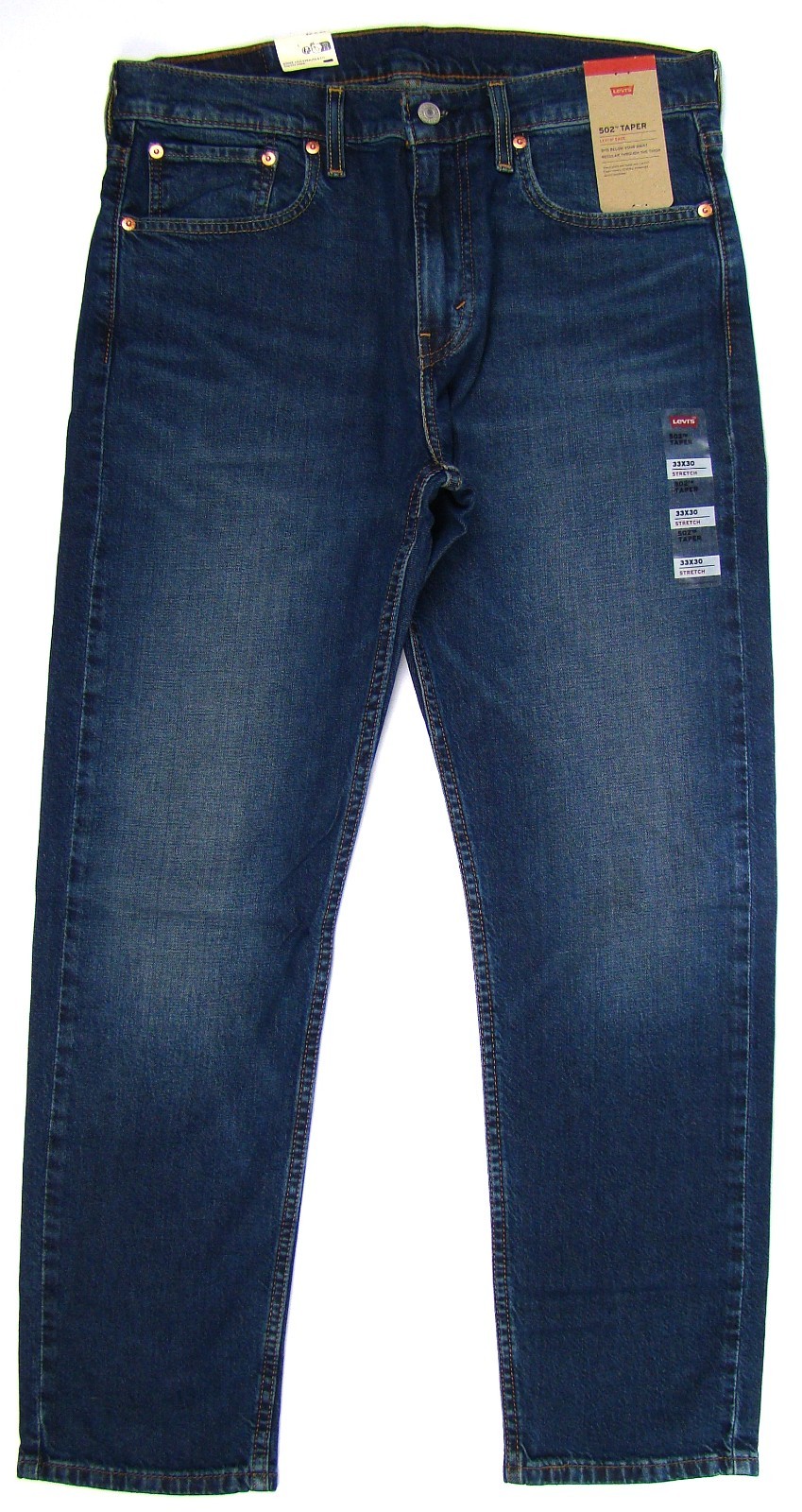 New Levi’s 502 Regular Taper Fit Men’s Jeans 33×30 Dark Blue Stretch FREE SHIP